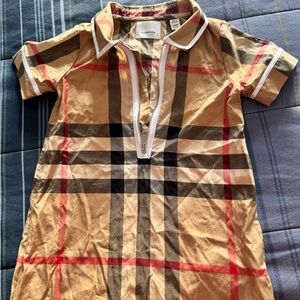 Burberry Tan Plaid Kids Polo Shirt